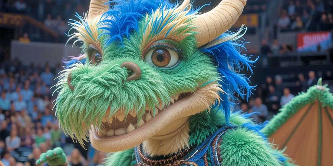 Stuff the magic dragon mascot